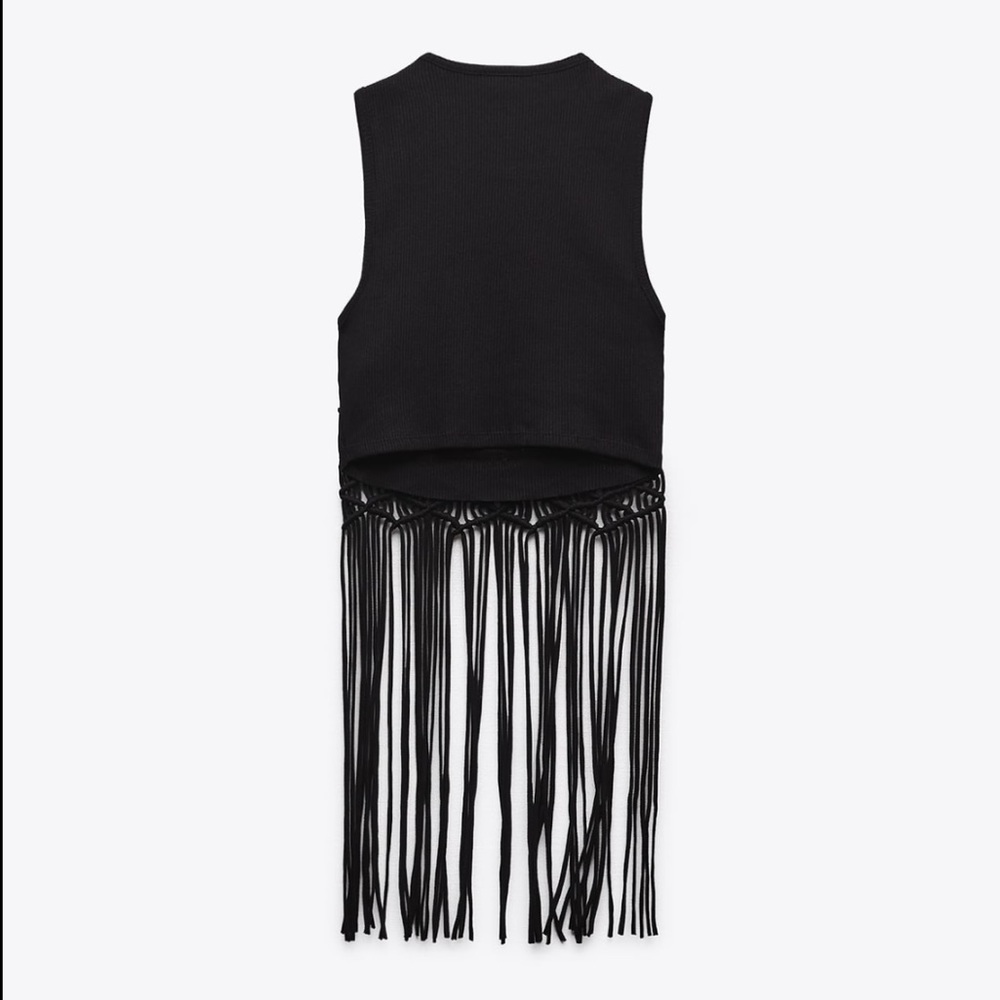 ZARA MIXED MACRAMÉ TOP - Picture 6 of 7